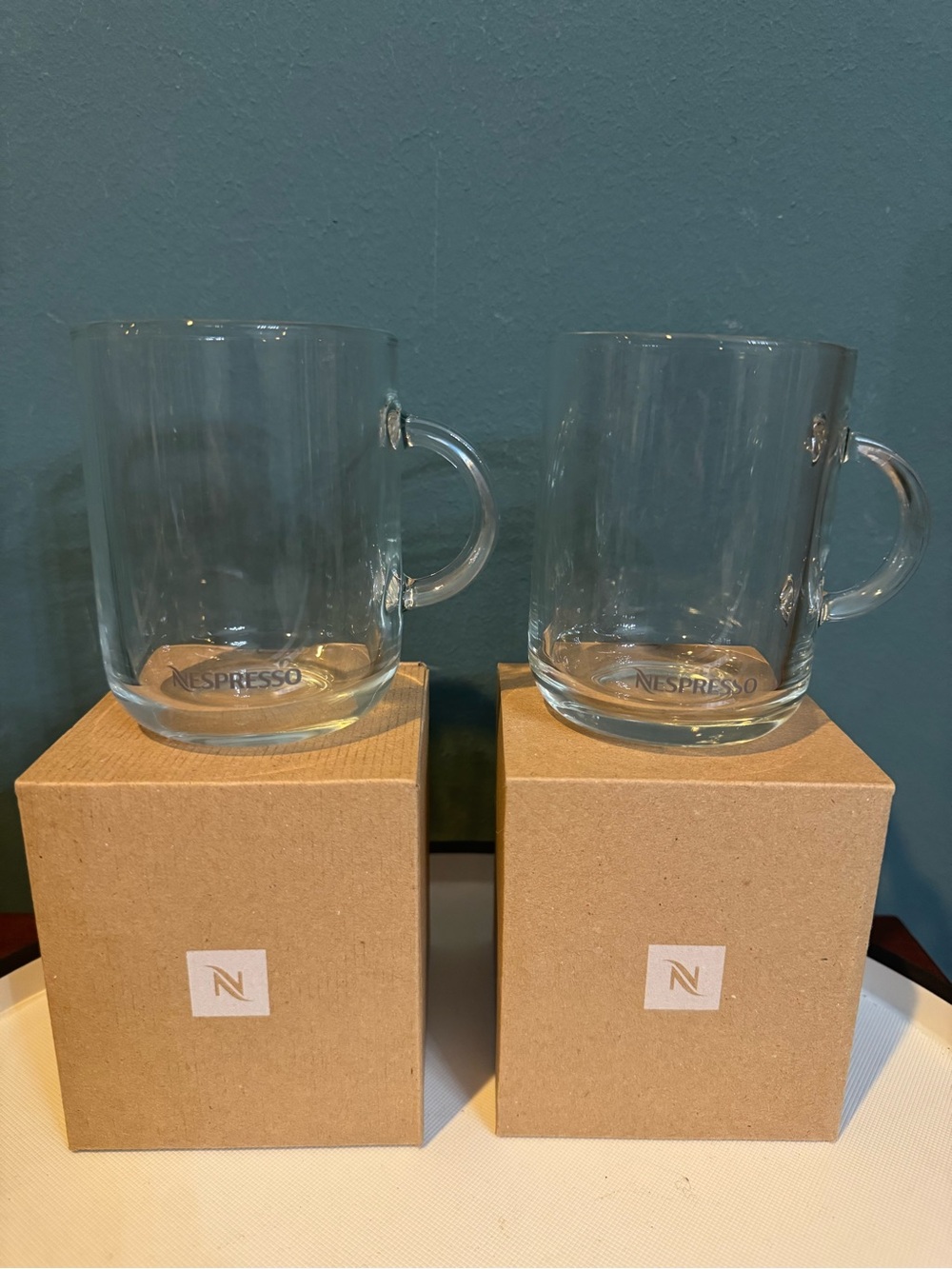 Pair of NESPRESSO Vertuo Glass Mugs 390ml / 13.19 fl oz - New in Box